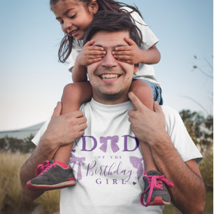 Coquette Purple Bows Dad of the Birthday Girl T-Shirt
