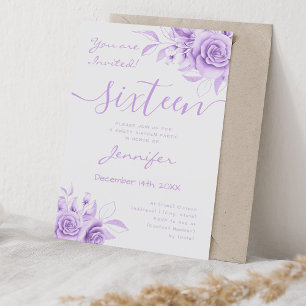 Coquette Purple Sweet 16 Floral Glam Invitation