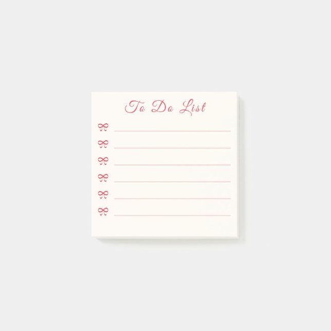 Coquette Red Bow Bullet Point To Do List Post-it Notes (Front)