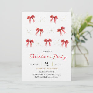 Coquette red bow holidays invite - christmas bow 