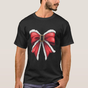 Coquette Red Bow Santa Claus Funny Christmas Women T-Shirt