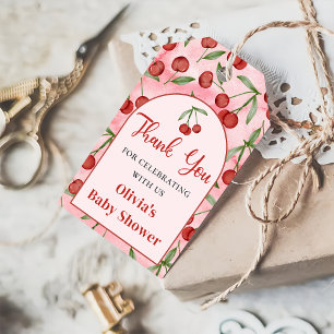 Coquette Red Cherry Baby Shower Gift Tag