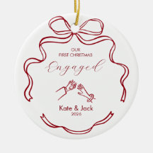 Coquette Red First Christmas Engaged Custom