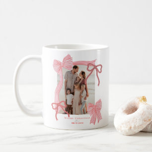 Coquette Red Pink Bows 2 Photos Christmas Holiday Coffee Mug
