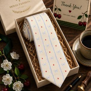 Coquette Red Sweet Cherry Pattern Tie