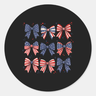 Coquette Red White And Blue Patriotic Bows Retro J Classic Round Sticker
