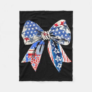 Coquette Red White And Blue Patriotic Bows Retro J Fleece Blanket