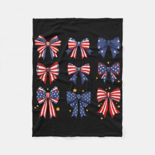 Coquette Red White And Blue Patriotic Bows Retro J Fleece Blanket