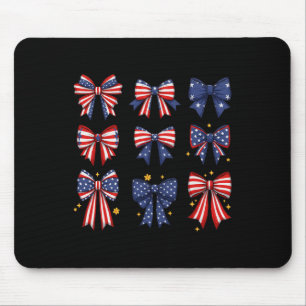 Coquette Red White And Blue Patriotic Bows Retro J Mouse Mat