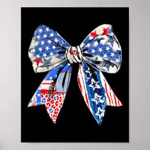 Coquette Red White And Blue Patriotic Bows Retro J Poster