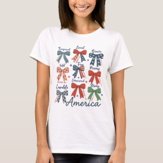 Coquette Red White & Blue Patriotic Bows 4th july T-Shirt