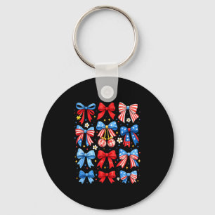 Coquette Red White Blue Patriotic Key Ring