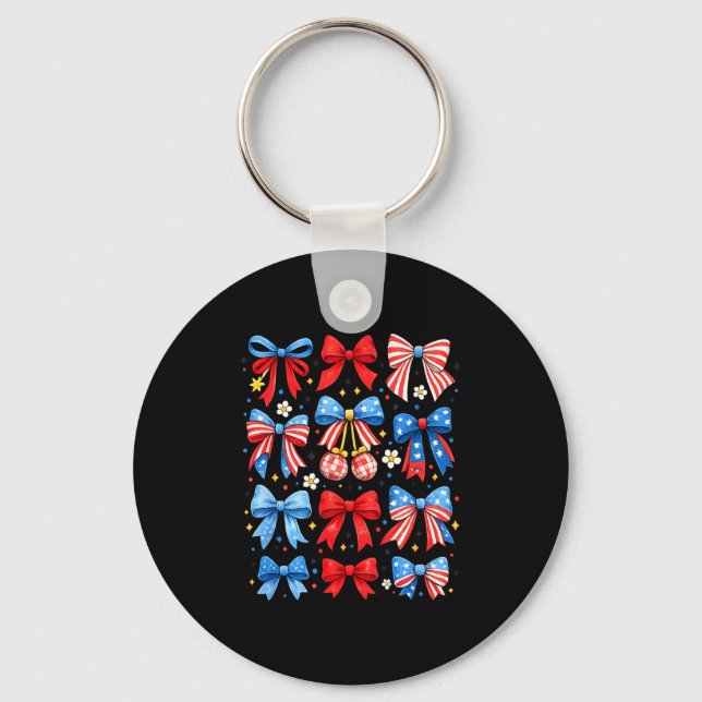 Coquette Red White Blue Patriotic Key Ring (Front)