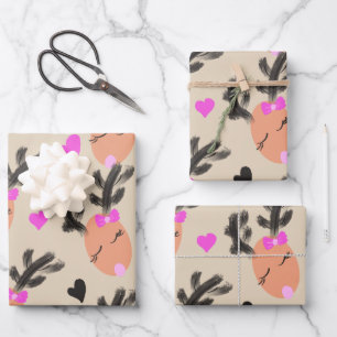 Coquette Reindeer Christmas Gift Wrapping Paper Sheet