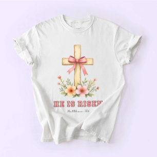 Coquette Religious, Jesus Easter, He is Risen T-Shirt