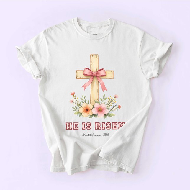 Coquette Religious, Jesus Easter, He is Risen T-Shirt (Creator Uploaded)
