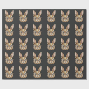 Coquette Retro Leopard Happy Easter Bunny Trendy Wrapping Paper