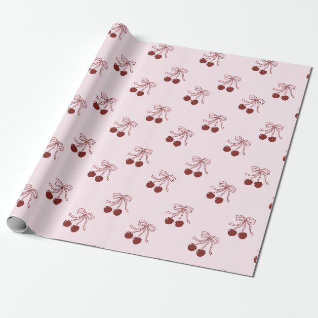 Coquette Ribbon Bows and Cherries phone case Wrapping Paper (Unrolled)