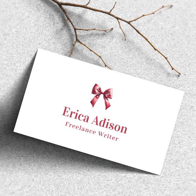  Coquette Ribbon QR Code Pink Bow Business Card (Creator Uploaded)