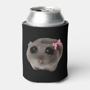 Coquette Sad Hamster Meme Double Sided Black Can Cooler