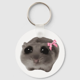 Coquette Sad Hamster Meme Double Sided Keychain