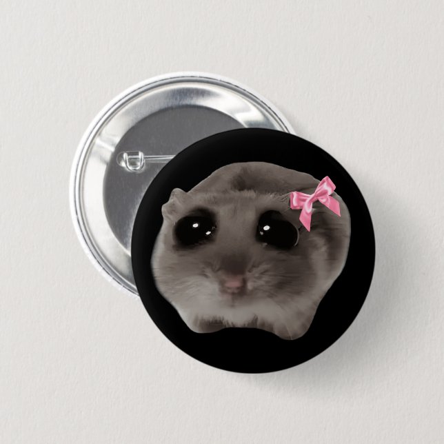 Coquette Sad Hamster Meme Pin Button (Front & Back)