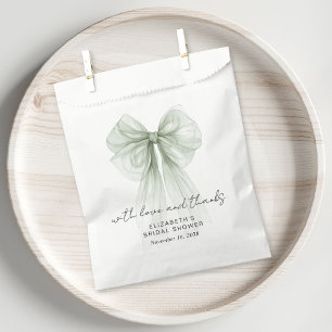Coquette Sage Green Bow Bridal Shower Thank You Favour Bags