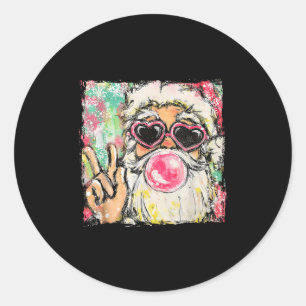 Coquette Santa Christmas Bubble Gum Sungles Xmas H Classic Round Sticker