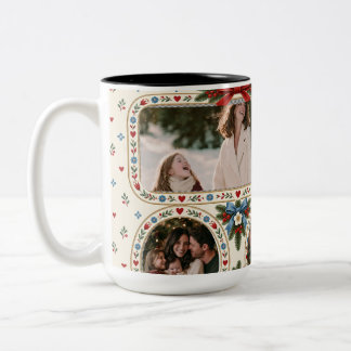Coquette Scandinavian Folk 3 Photos Christmas Two-Tone Coffee Mug