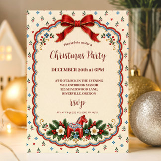 Coquette Scandinavian Folk Christmas Invitation