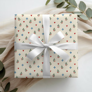 Coquette Scandinavian Folk Christmas Wrapping Paper