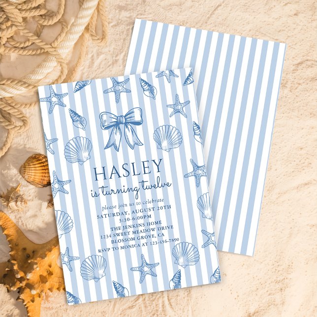Coquette Seashells Coastal Birthday Invitation (Creator Uploaded)
