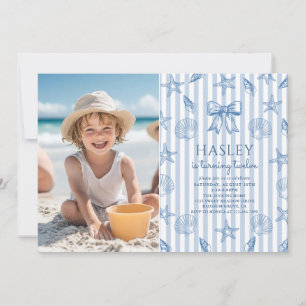 Coquette Seashells Coastal Birthday Photo Invitation