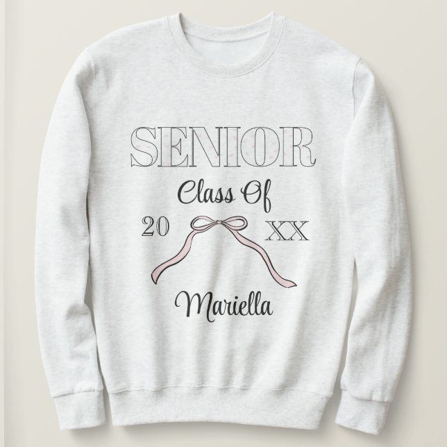 Coquette Senior Year Personalised Pink Bow  Sweatshirt (Design Front)