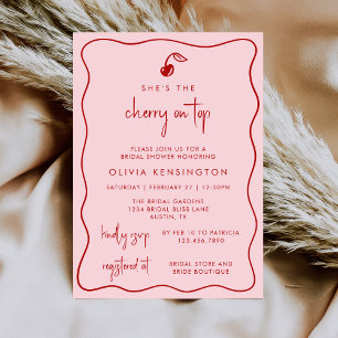Coquette She’s the Cherry on Top Bridal Shower Invitation