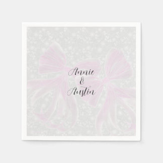 Coquette Sheer Pink bows- Square Napkin