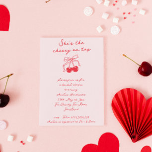 Coquette She's the Cherry on Top Bridal Shower Invitation
