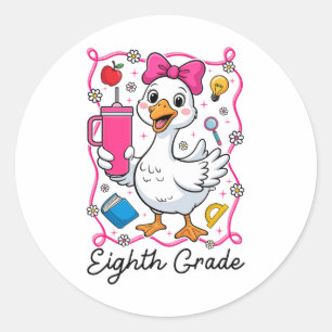 Coquette Silly Goose 8th Grade Kid Girl 1st Day Of Classic Round Sticker