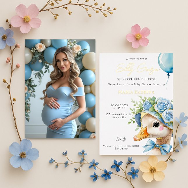 Coquette Silly Goose Blue Bow Boy Baby Shower (Creator Uploaded)