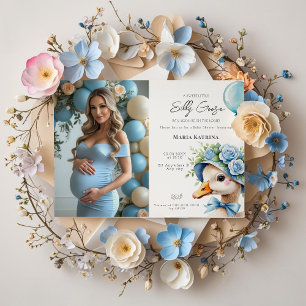 Coquette Silly Goose Blue Bow Boy Baby Shower Invitation