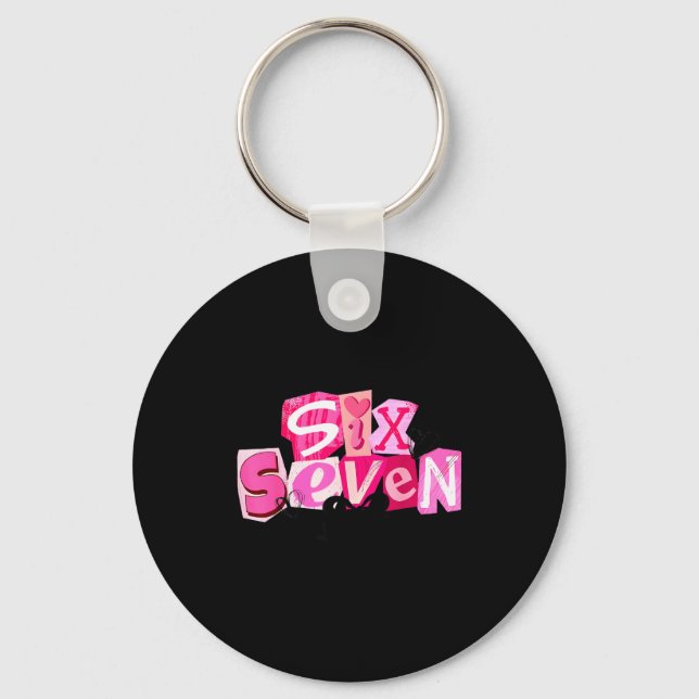 Coquette Six Seven Valentine Funny Saying 67 Meme  Key Ring (Front)