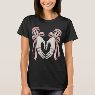 Coquette Skeleton Hands Heart Pink Bows Pastel Got T-Shirt