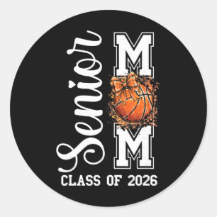 Coquette Sketll Bow Senior Mum Cl Of 2026 Graduati Classic Round Sticker