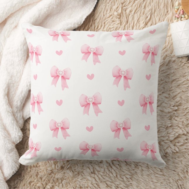 Coquette Soft Pink Bows Ribbons Seamless Pattern  Cushion (Blanket)