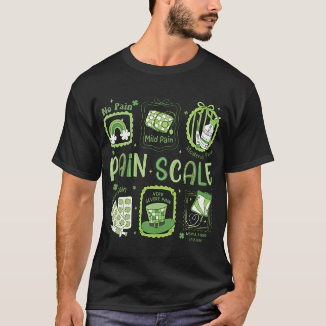 Coquette Stamp Pain Scale Shamrock Trauma Nurse Pa T-Shirt (Front)