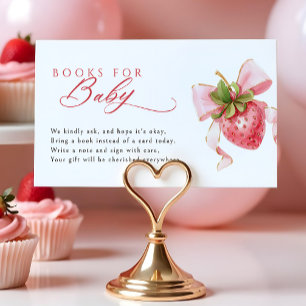 Coquette Strawberry Baby Shower Books for Baby Enclosure Card