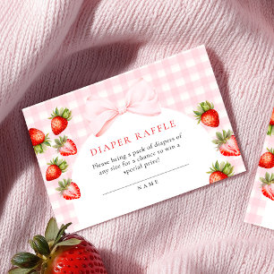 Coquette Strawberry Baby Shower Diaper Raffle  Enclosure Card