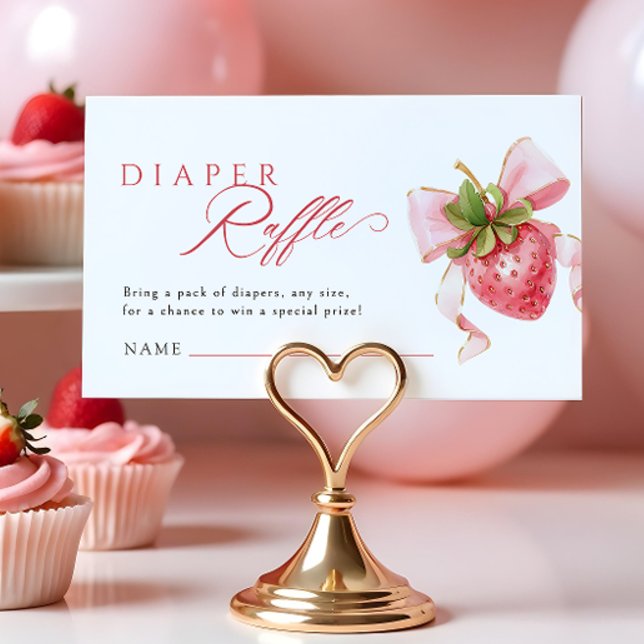  Coquette Strawberry Baby Shower Diaper Raffle Enclosure Card (Creator Uploaded)