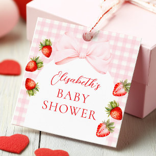 Coquette Strawberry Baby Shower Favour Tags
