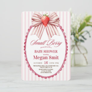 Coquette Strawberry Baby Shower Invitation